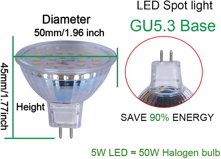 4-Pack MR16 5W 110V-130V GU5.3 LED Bulbs Dimmable Energy Saving Light 120 Degree Beam Angle 120V Line Voltage - Image 7