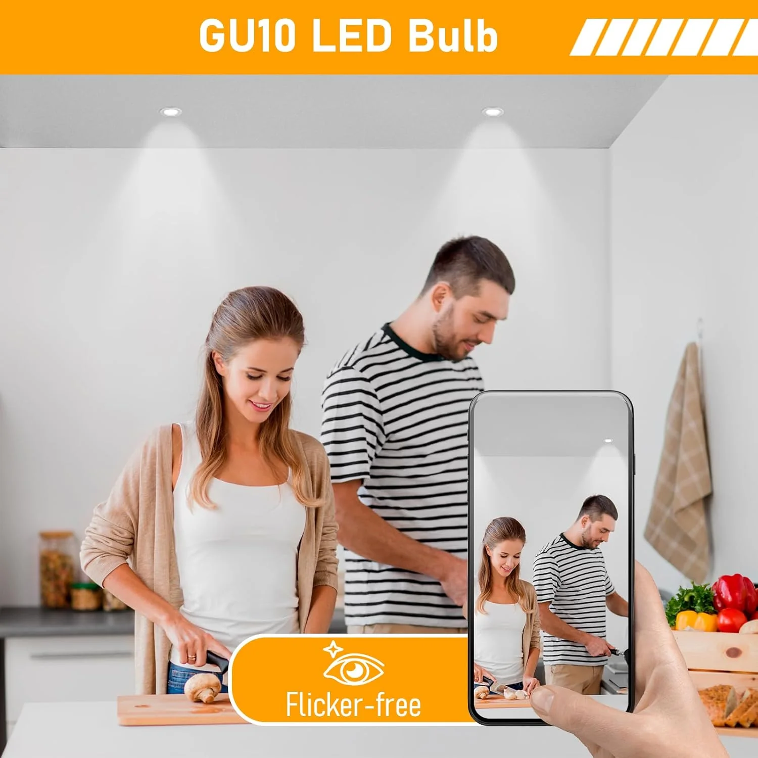 6-Pack MR16 5W 120V GU10 LED Bulbs 500LM 3CCT 2700K/4000K/6000K Non-Dimmable Energy Saving Light 120 Degree Beam Angle Line Voltage - Image 5