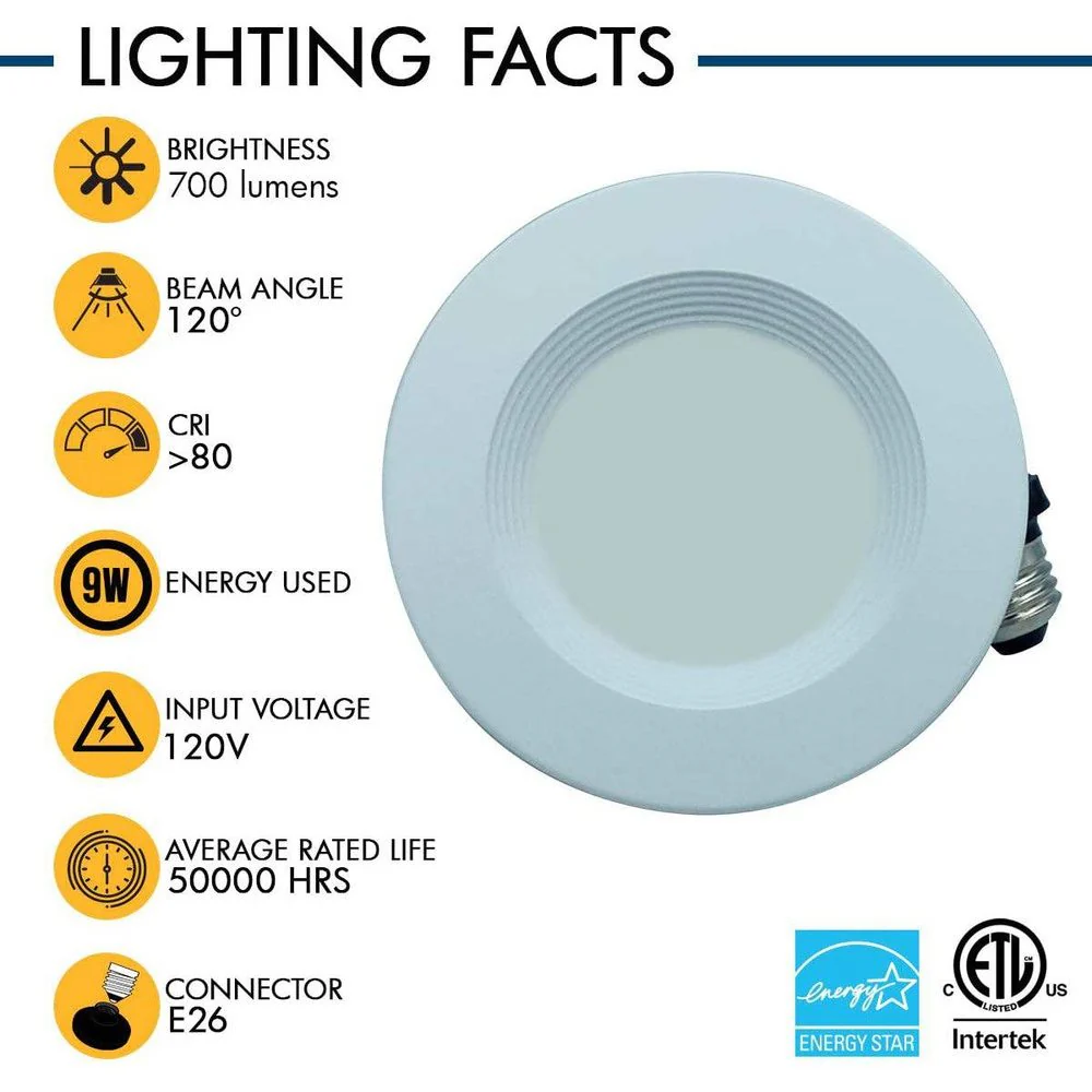 AH Lighting 4" 40 Pack - LED Selectable 5CCT 9W Recessed Baffled Retrofit Kit Reflector - Image 5