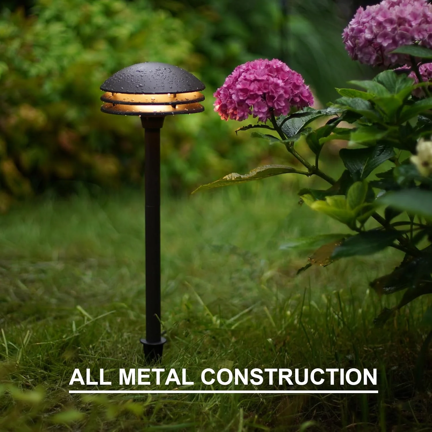 ALP72 2 and 8 Pack Integrated LED Landscape 3-Tier Pagoda Metal Pathway Lights Package, 3000K 4W 80 LM Low Voltage 12V AC Bronze Pagoda Outdoor Landscape Lighting - Image 5