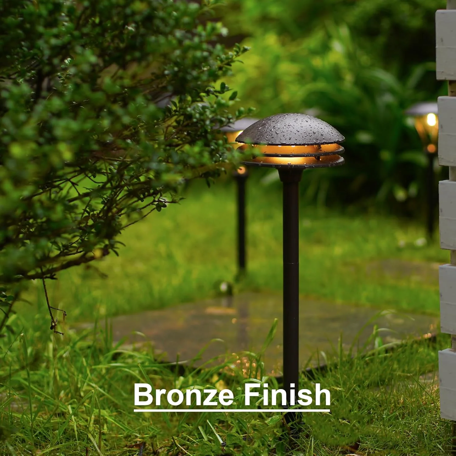 ALP72 2 and 8 Pack Integrated LED Landscape 3-Tier Pagoda Metal Pathway Lights Package, 3000K 4W 80 LM Low Voltage 12V AC Bronze Pagoda Outdoor Landscape Lighting - Image 6