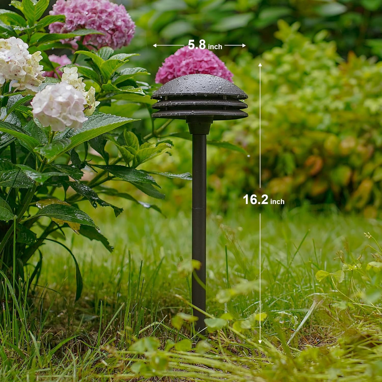 ALP72 2 and 8 Pack Integrated LED Landscape 3-Tier Pagoda Metal Pathway Lights Package, 3000K 4W 80 LM Low Voltage 12V AC Bronze Pagoda Outdoor Landscape Lighting - Image 7