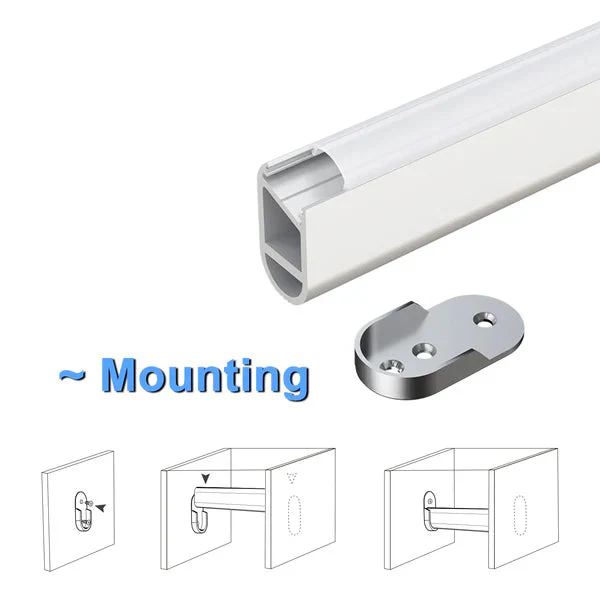 AP16F 8 ft Aluminum Channel Oval Wardrobe Hanging Rail Closet Rod 1.14″ (W) x 0.59″ (H) for LED Strip Lights | 10 Pack - Image 13