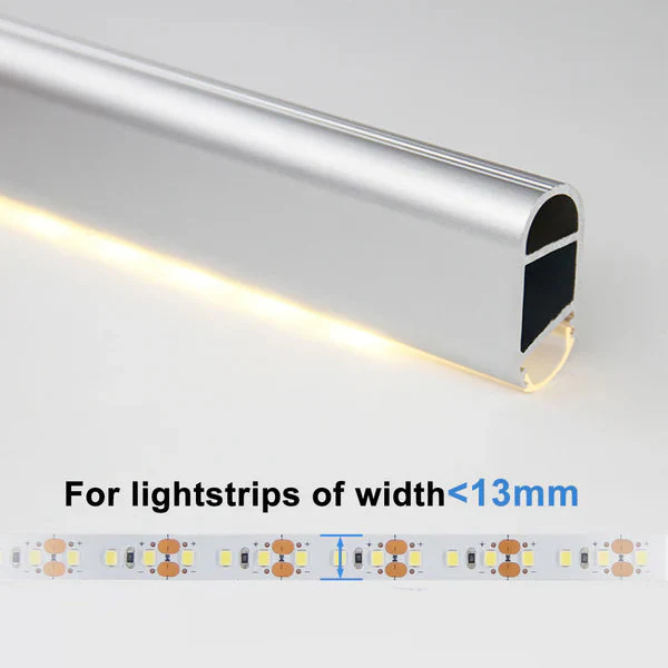 AP16F 8 ft Aluminum Channel Oval Wardrobe Hanging Rail Closet Rod 1.14″ (W) x 0.59″ (H) for LED Strip Lights | 10 Pack - Image 7