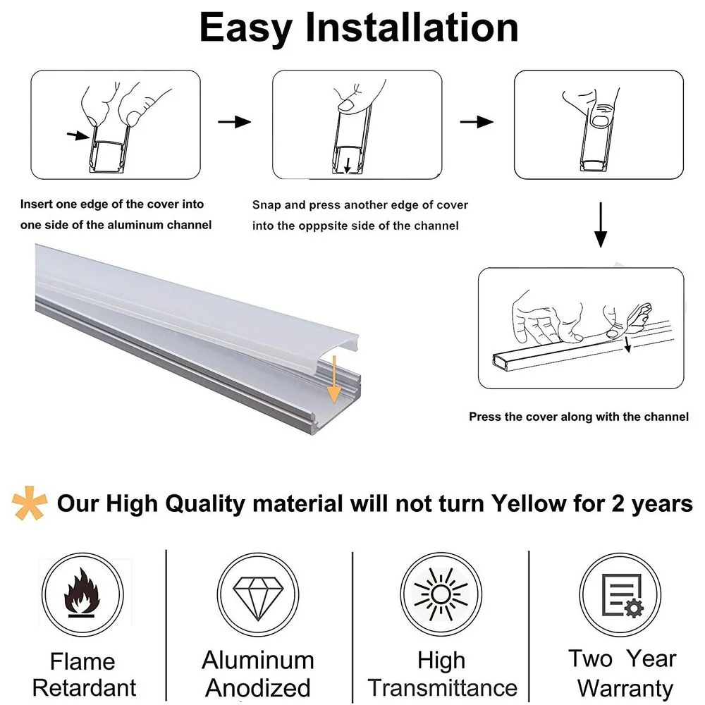 AP44M 8 ft Aluminum Channel Flush Mount 0.70″(W) x 0.31″(H) for LED Strip Lights | 10 Pack - Image 11