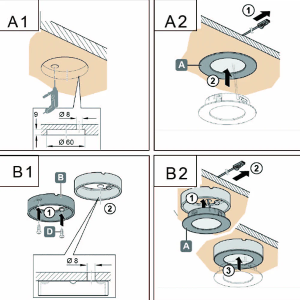 CB07 1.8W DC12V Round LED Dimmable Cast Aluminum Recessed Cabinet Light Down Lighting Fixture - Image 10