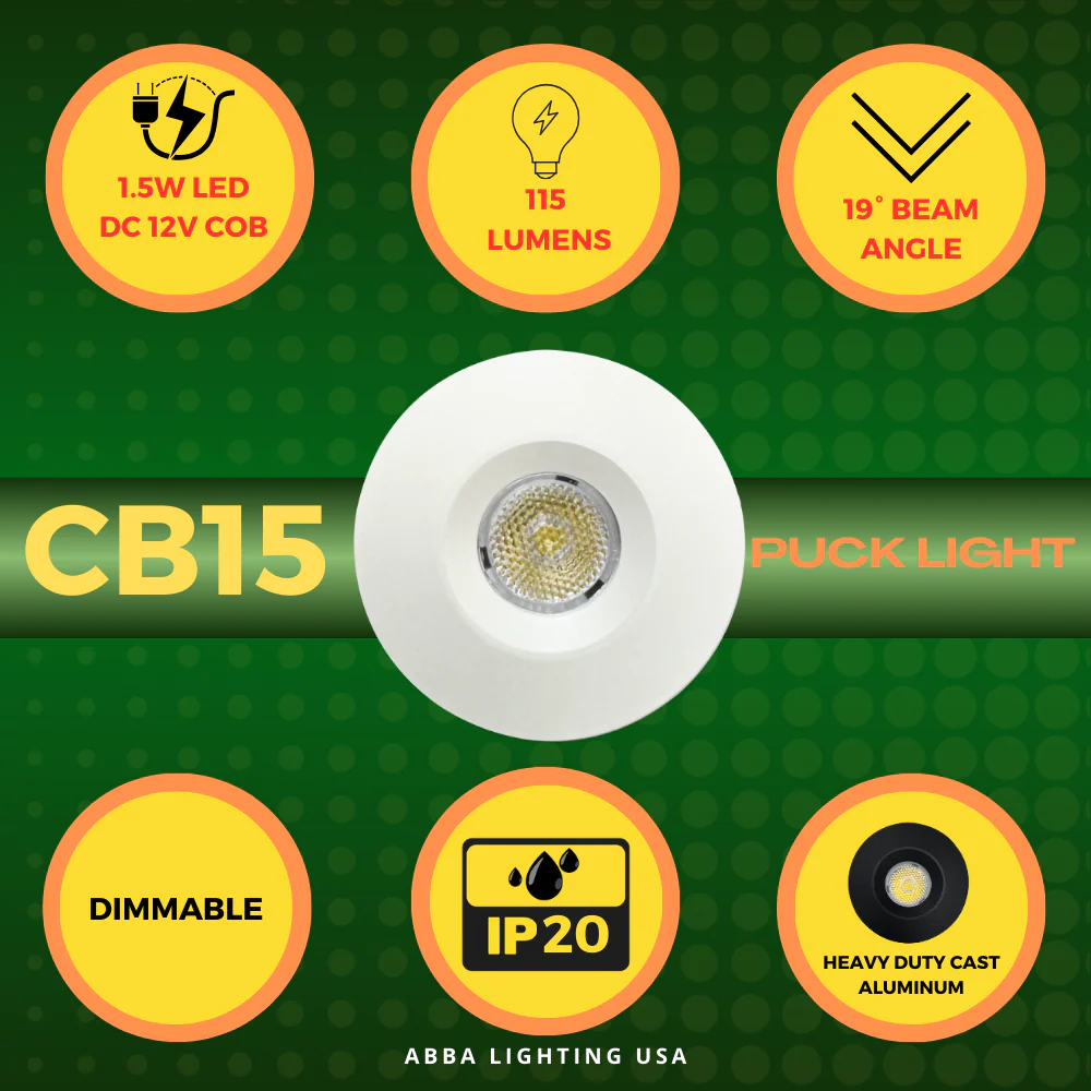 CB15 1.5W DC12V Low Voltage Round Recessed Cast Aluminum Cabinet Light Energy Saving Dimmable LED Downlighting - Image 12