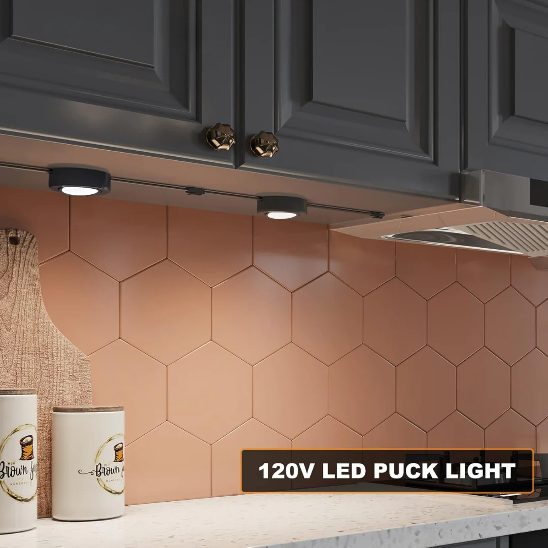CBA03 3x/5x Pack 2.7W 2.68" 3000K Dimmable Recessed and Surface Mounted Line Voltage 120V Line Voltage Hardwired LED Puck Cabinet Light Cast Aluminum Downlighting 110LM/130LM Package - Image 17