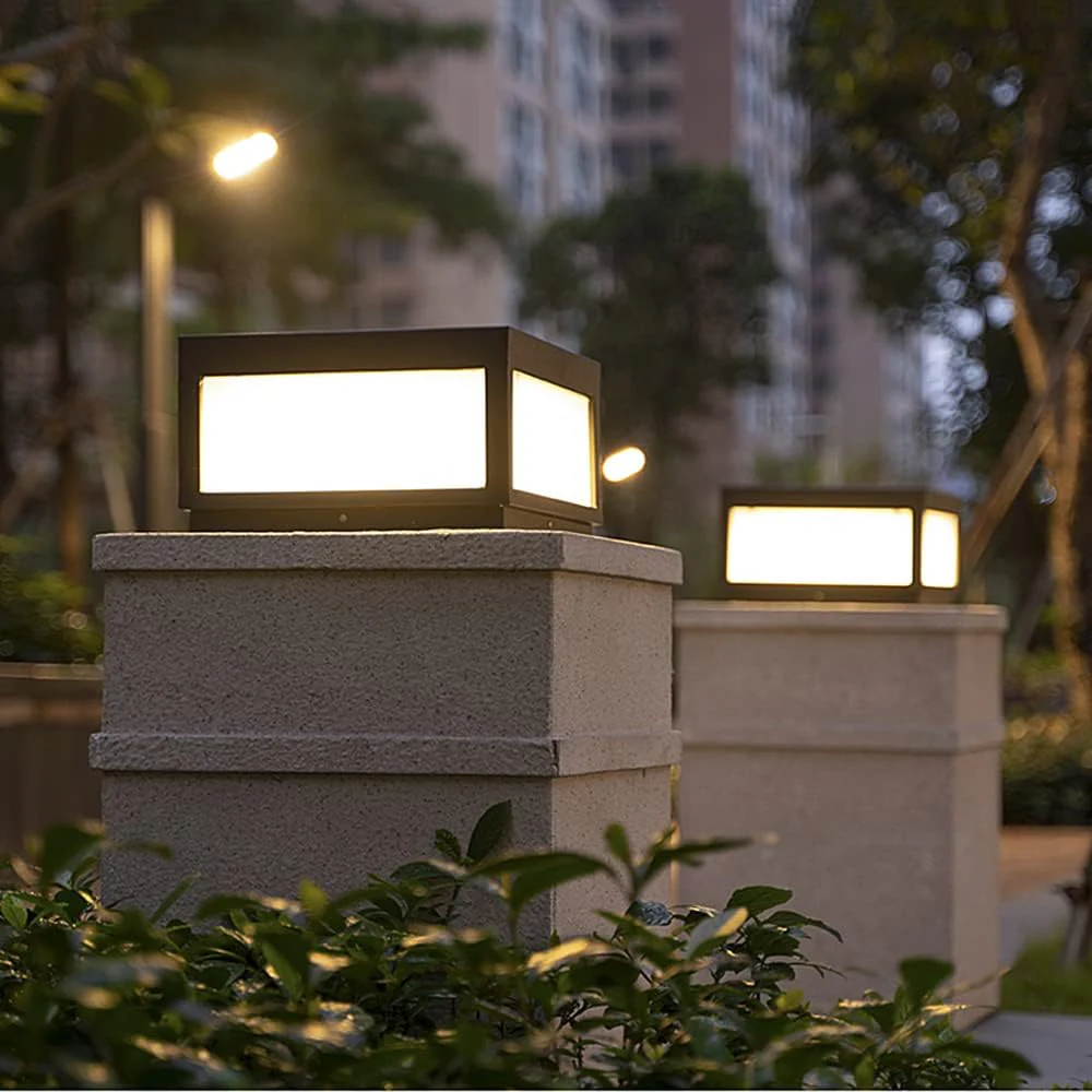CPLA04 Modern Pillar Lamp Post Light with Tempered Glass Shade Fence Deck Cap Lantern with E26 9W 3000K 110V AC Line Voltage Stainless Steel LED IP55 Waterproof, Electric-Powered, Low-Voltage E26 LED Compatible - Image 11