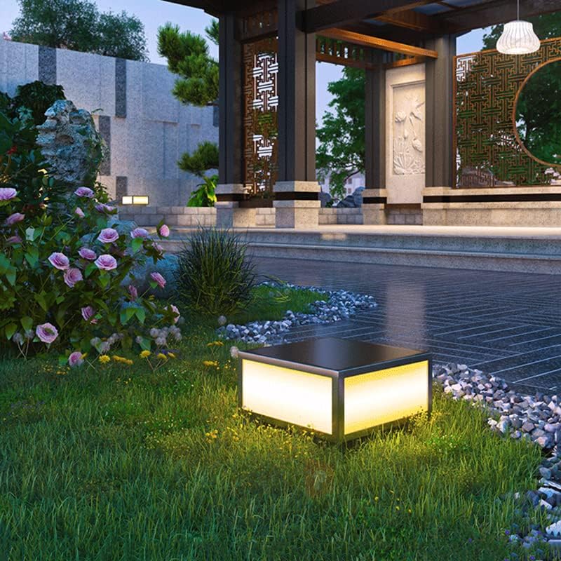 CPLA04 Modern Pillar Lamp Post Light with Tempered Glass Shade Fence Deck Cap Lantern with E26 9W 3000K 110V AC Line Voltage Stainless Steel LED IP55 Waterproof, Electric-Powered, Low-Voltage E26 LED Compatible - Image 5