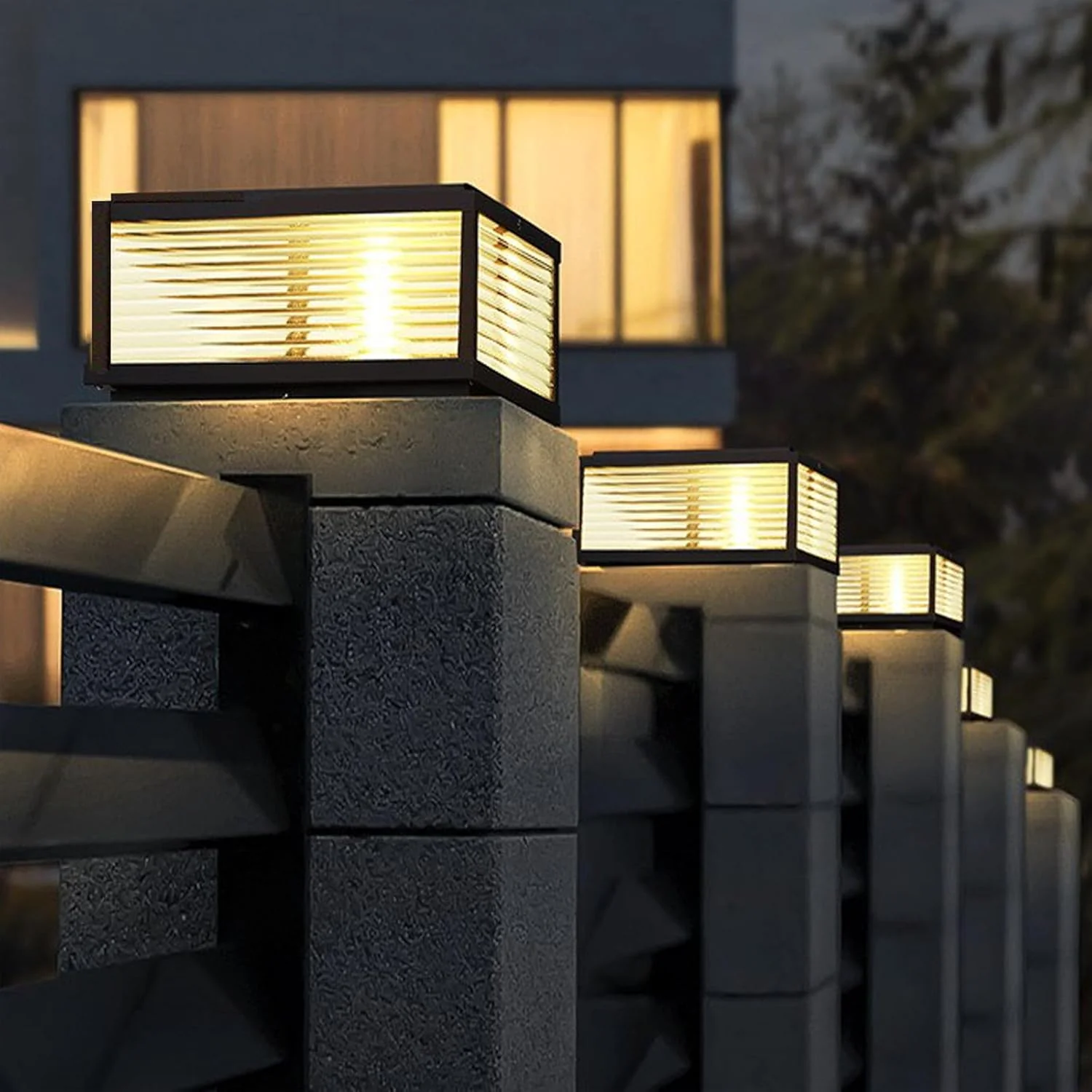 CPLA05 Modern Outdoor Post Light with Tempered Glass Shade Fence Deck Cap Lantern with E26 9W 3000K 110V AC Line Voltage Stainless Steel LED IP55 Waterproof, Electric-Powered, with Adaptable Low-Voltage E26/E27 LED Compatibility - Image 5