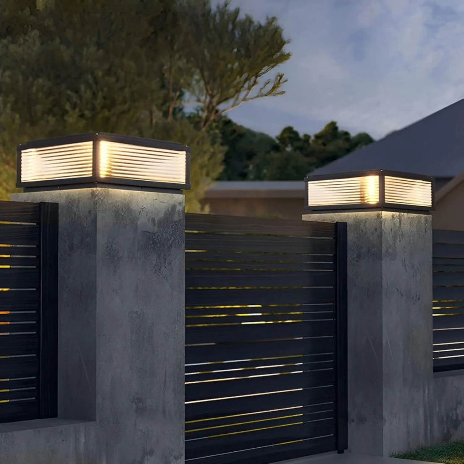 CPLA05 Modern Outdoor Post Light with Tempered Glass Shade Fence Deck Cap Lantern with E26 9W 3000K 110V AC Line Voltage Stainless Steel LED IP55 Waterproof, Electric-Powered, with Adaptable Low-Voltage E26/E27 LED Compatibility - Image 6