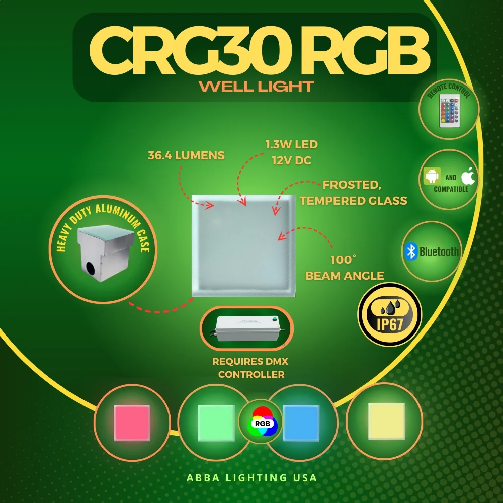 CRG30 DC12V Low Voltage In Ground RGB or WW LED Aluminum Brick Paver Light Square IP67 Waterproof - Image 27