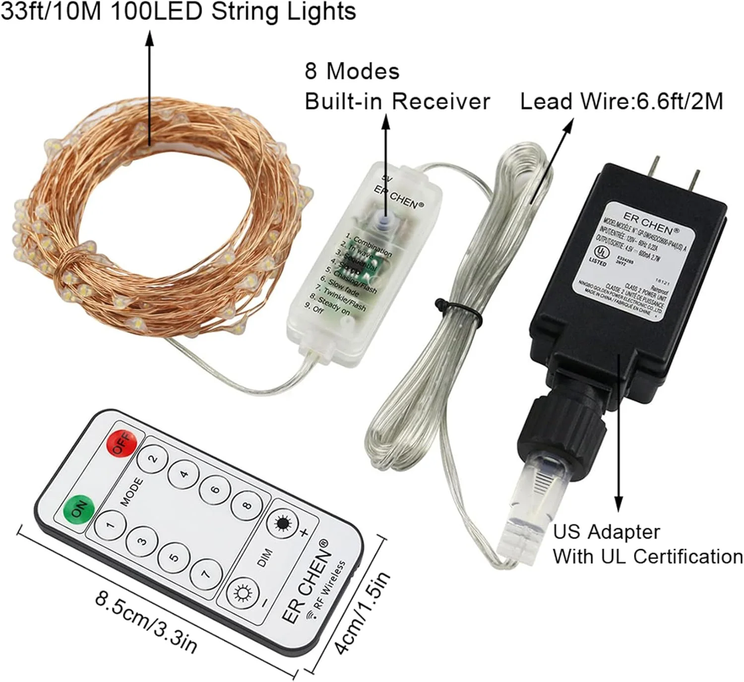 Fairy Lights LED 4.5V Low Voltage Dimmable Copper Wire Starry String Lights 2700K or 5000K IP65 Waterproof with Remote Control and Adapter - Image 10