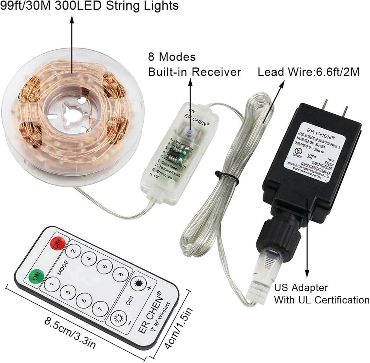 Fairy Lights LED 4.5V Low Voltage Dimmable Copper Wire Starry String Lights 2700K or 5000K IP65 Waterproof with Remote Control and Adapter - Image 11