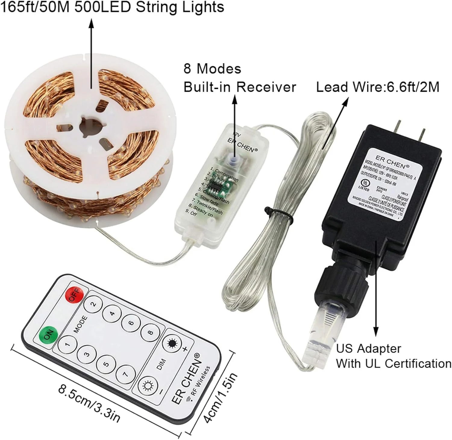 Fairy Lights LED 4.5V Low Voltage Dimmable Copper Wire Starry String Lights 2700K or 5000K IP65 Waterproof with Remote Control and Adapter - Image 12