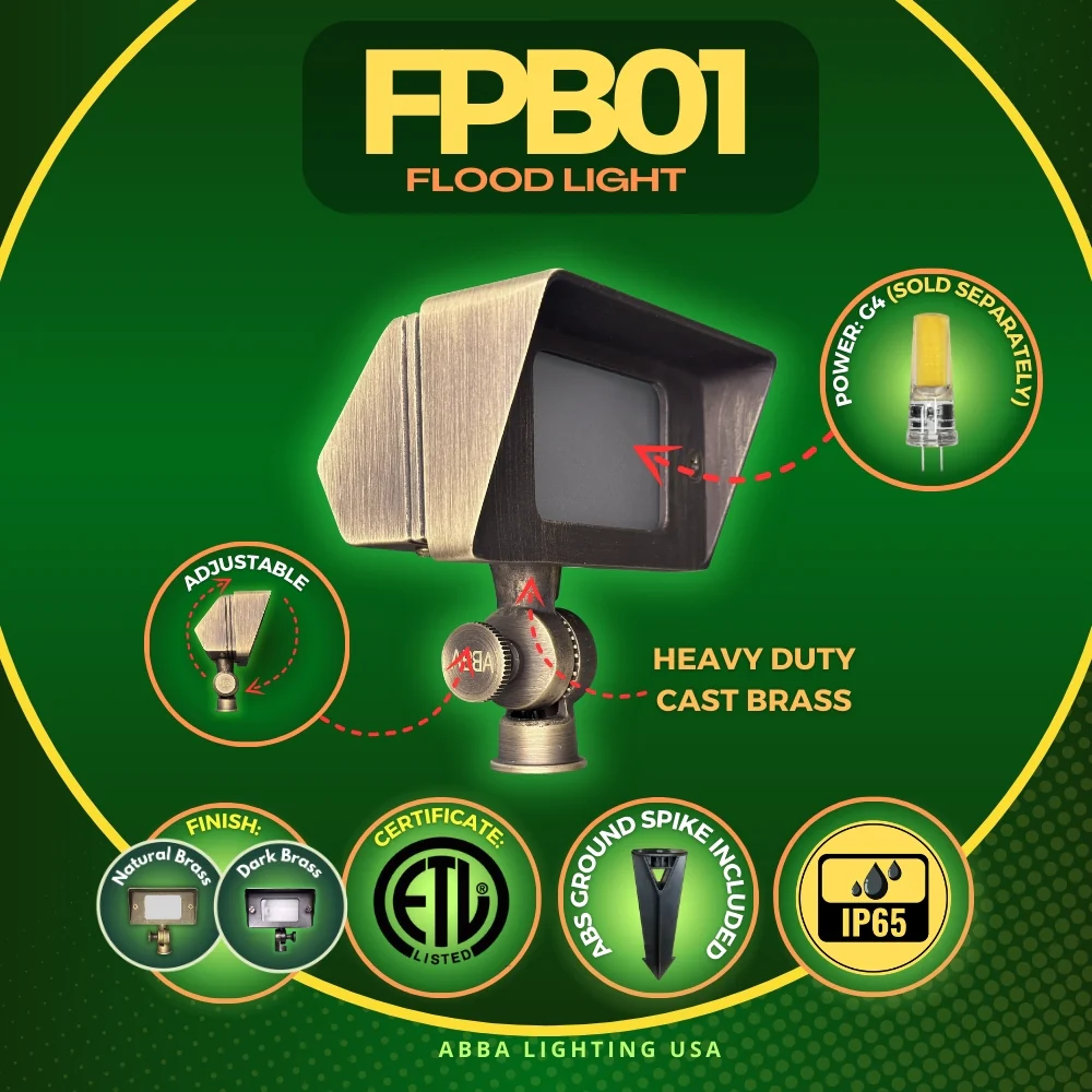 FPB01 Brass 12V Low Voltage Rectangular LED Directional Floodlight Adjustable Lighting - Image 10