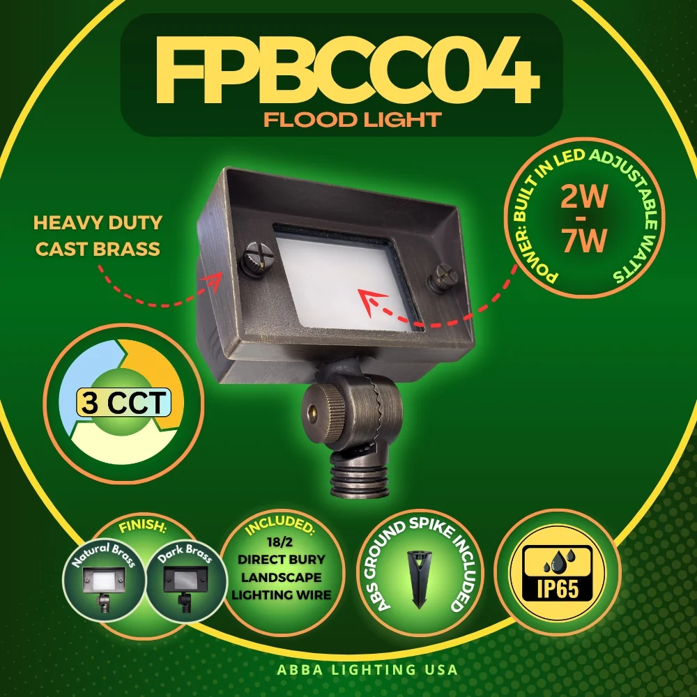 FPBCC04 Cast Brass 3CCT Adjustable 2W-7W Rectangular Built-In LED Flood Light 12V Low Voltage Fixture - Image 18