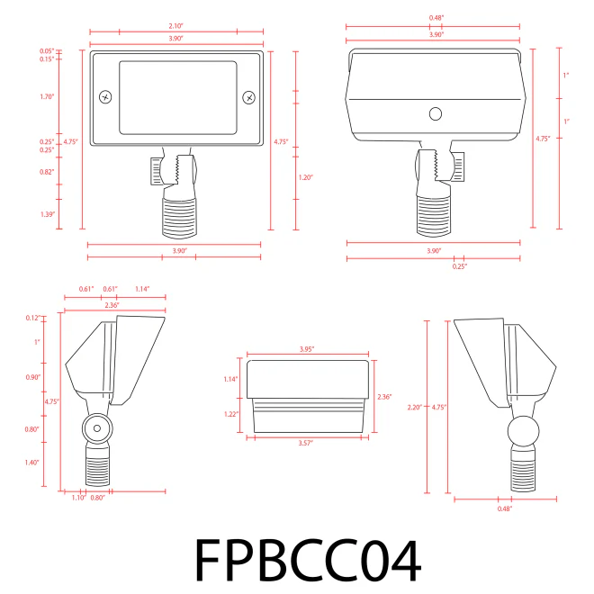 FPBCC04 Cast Brass 3CCT Adjustable 2W-7W Rectangular Built-In LED Flood Light 12V Low Voltage Fixture - Image 22