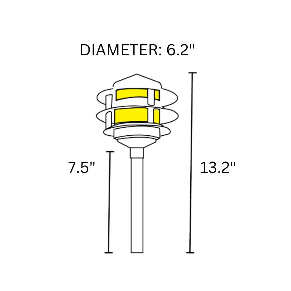 KL302 12V AC/DC Aluminum Low Voltage Landscape Lighting 3 Tier Pagoda Path Light - Image 5