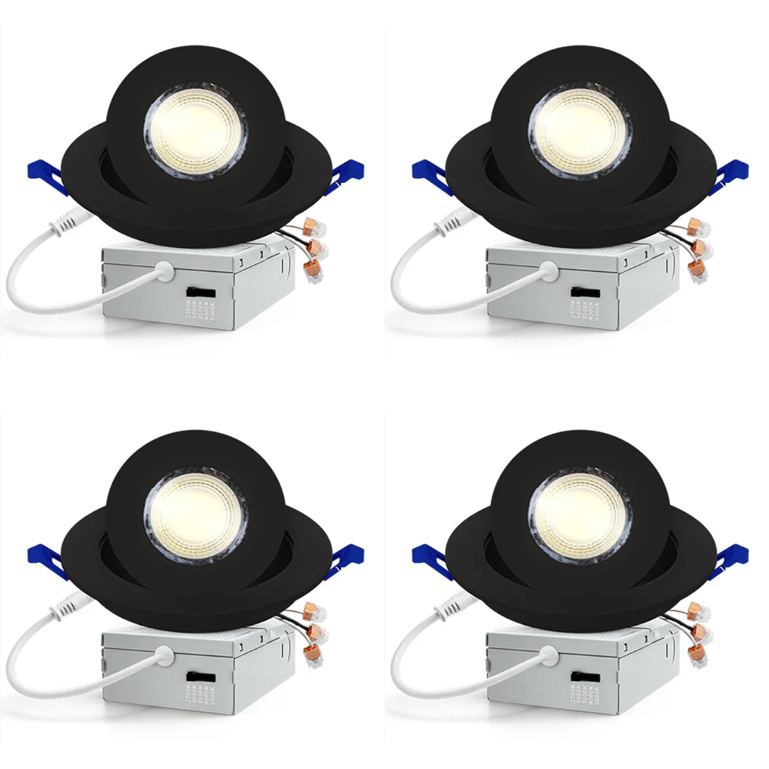 LED Canless Recessed Light 4x/8x/12x Package 9W 4 inch Gimbal 5CCT Dimmable Adjustable Directional Retrofit Eyeball Lighting with Jbox ETL Rated - Image 10