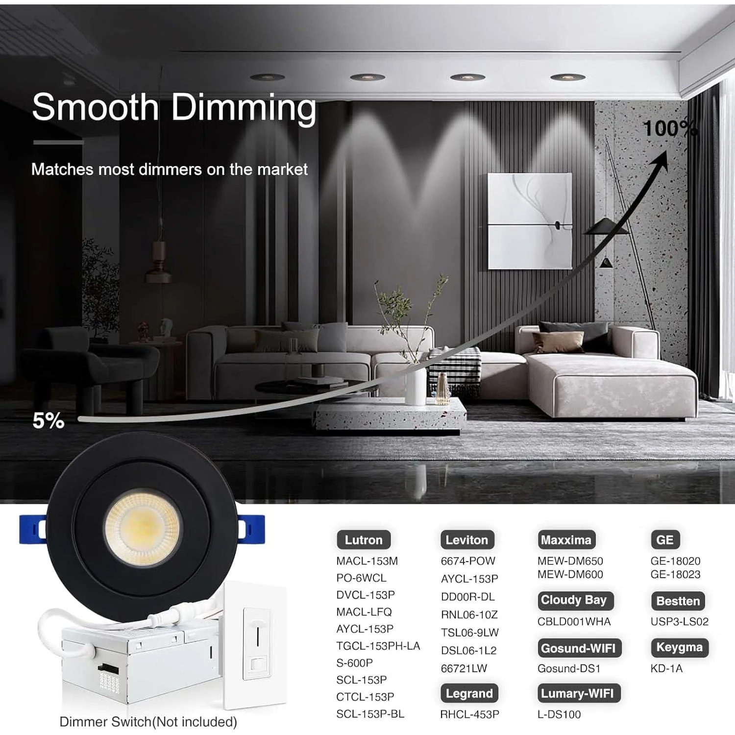 LED Canless Recessed Light 4x/8x/12x Package 9W 4 inch Gimbal 5CCT Dimmable Adjustable Directional Retrofit Eyeball Lighting with Jbox ETL Rated - Image 7