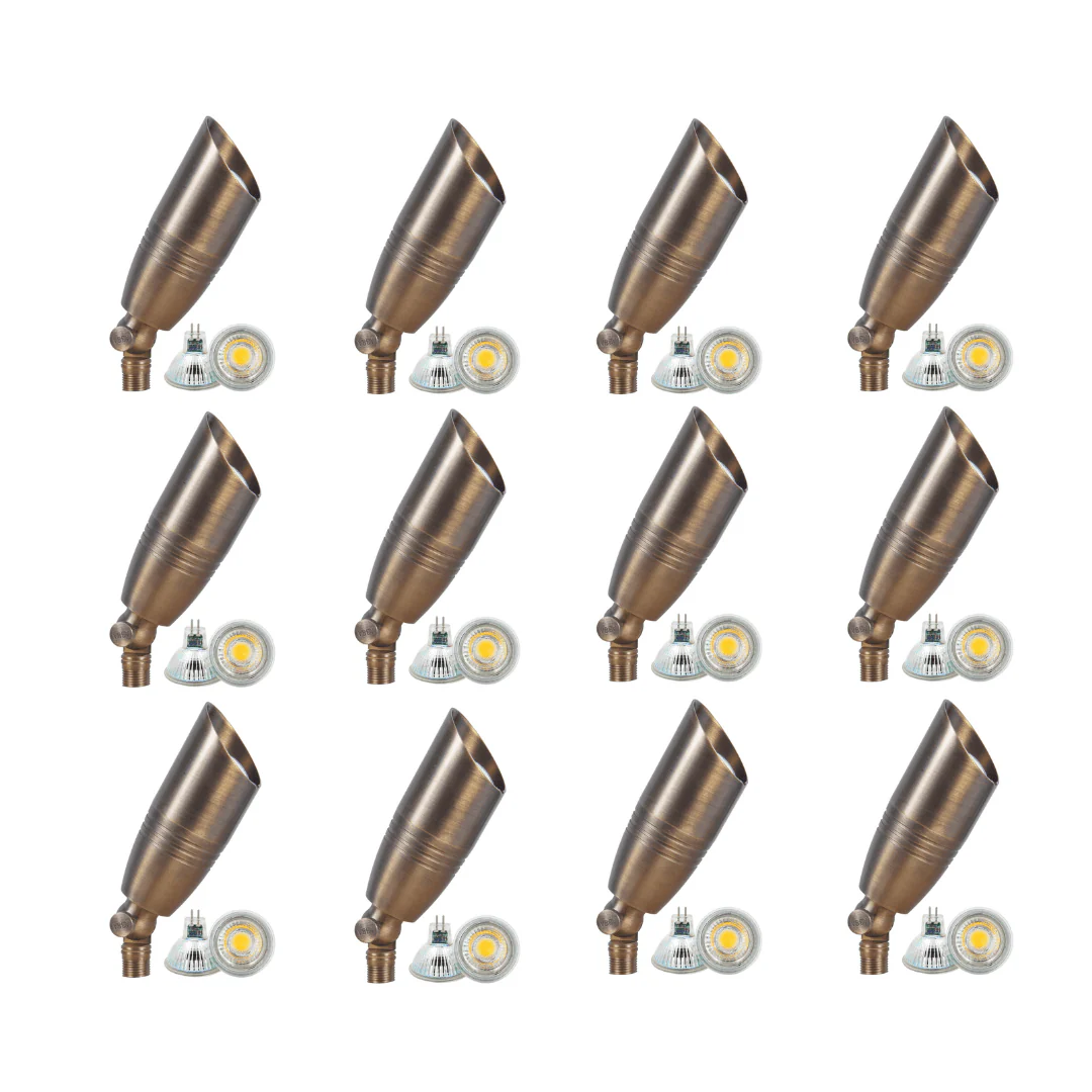 SPB06 4x/8x/12x Package 12V Low Voltage LED Outdoor Landscape Brass Spotlight with 3W 3000K Bulb - Image 3