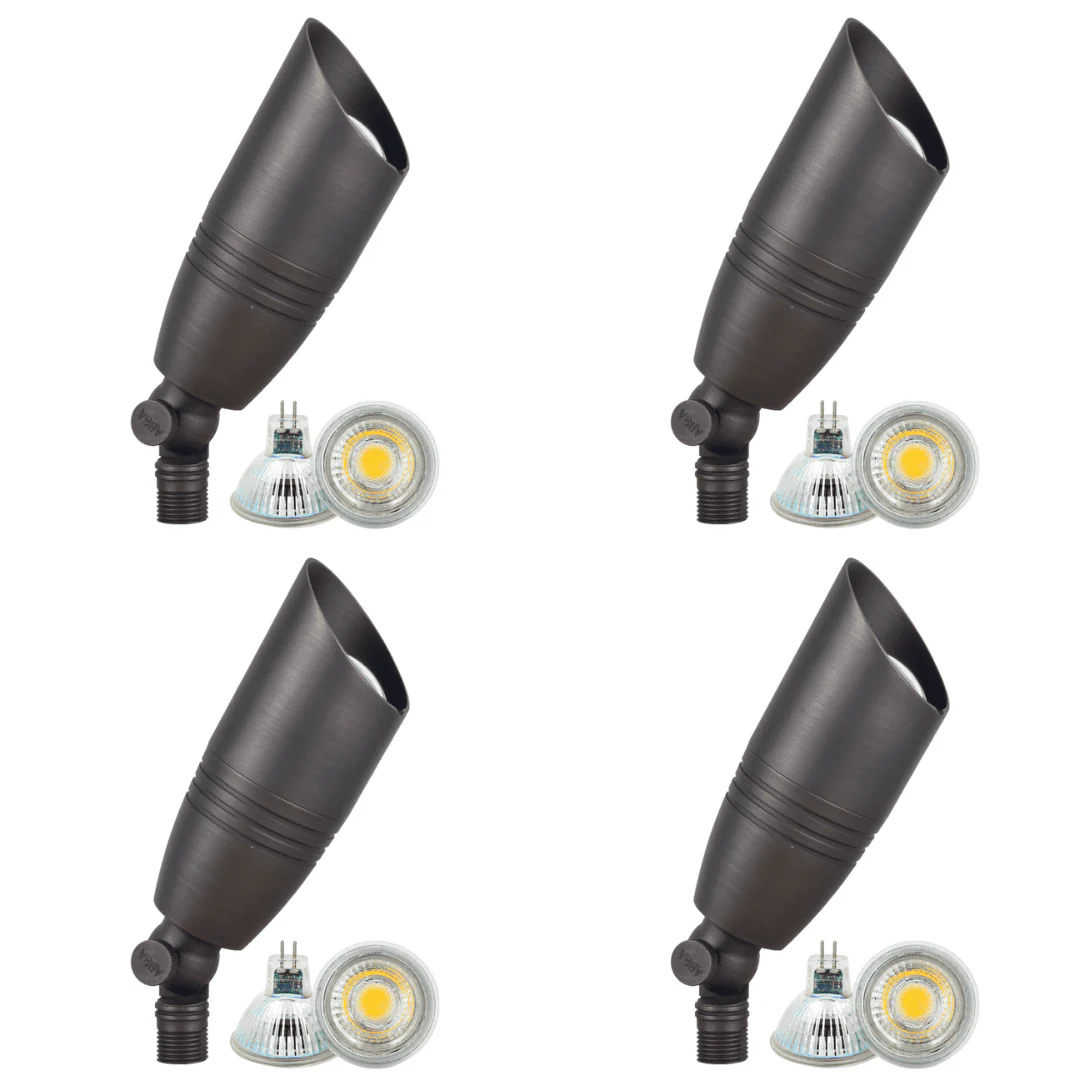 SPB06 4x/8x/12x Package 12V Low Voltage LED Outdoor Landscape Brass Spotlight with 3W 3000K Bulb - Image 4