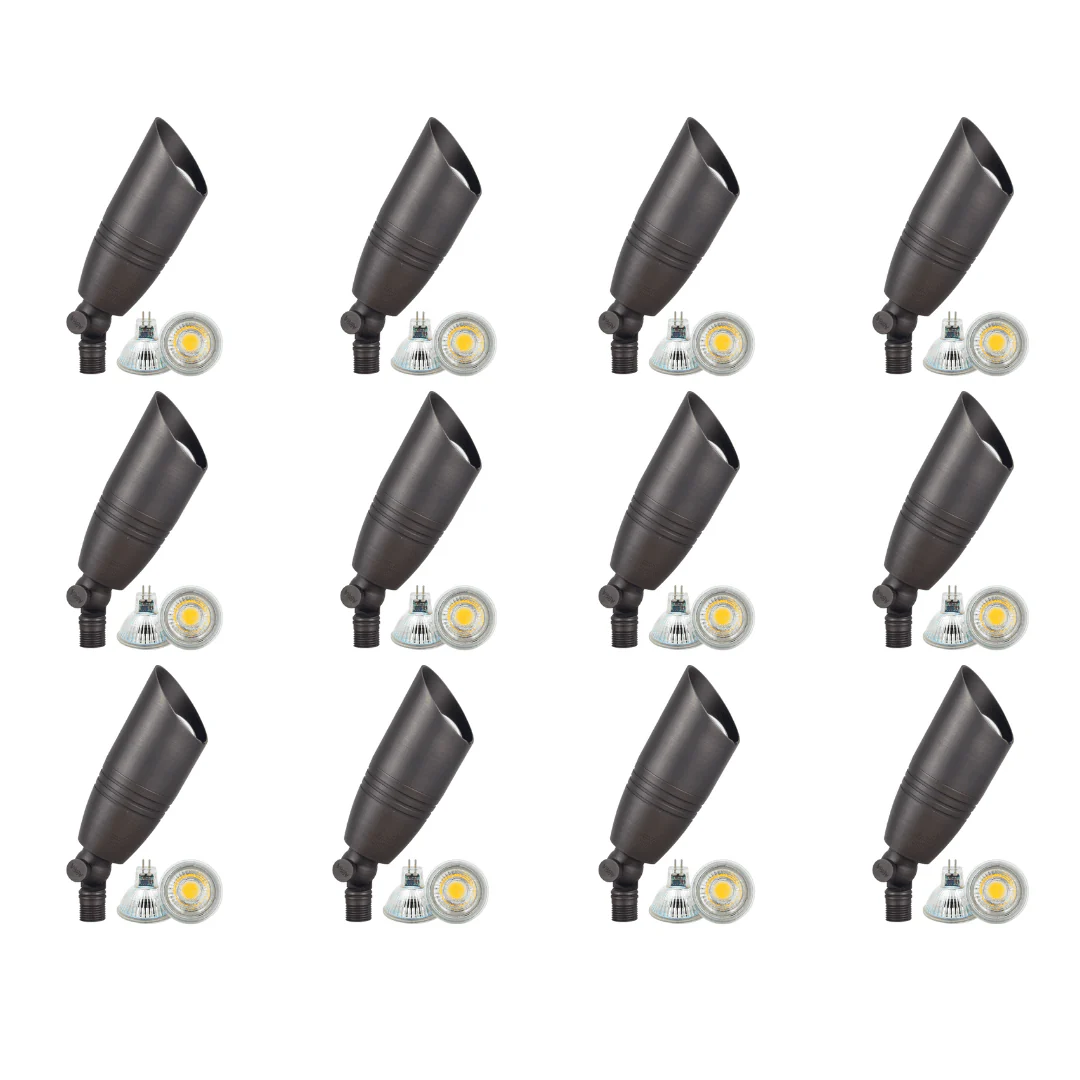 SPB06 4x/8x/12x Package 12V Low Voltage LED Outdoor Landscape Brass Spotlight with 3W 3000K Bulb - Image 6