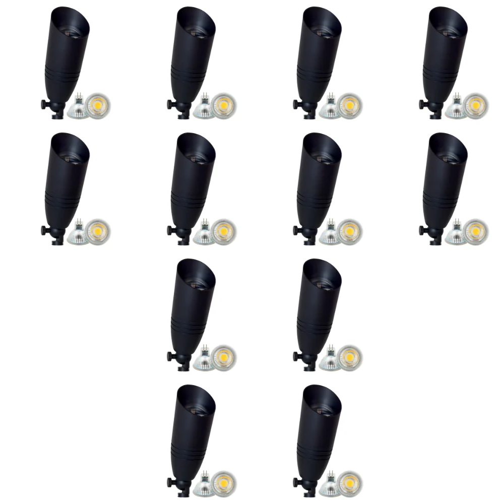 SPB06 4x/8x/12x Package 12V Low Voltage LED Outdoor Landscape Brass Spotlight with 3W 3000K Bulb - Image 9