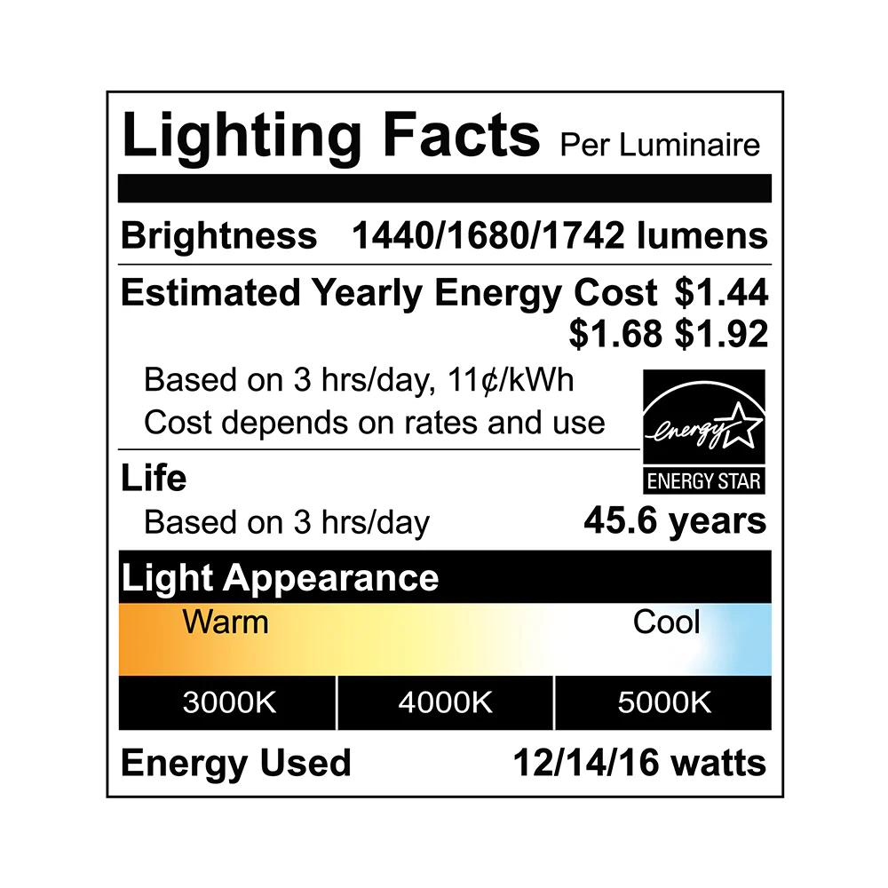 LED Wall Sconce Light 3CCT Selectable 3000K/4000K/5000K Integrated LED 3 Watts Selectable 12W/14W/16W Line Voltage 120V-277V AC IP66 Waterproof - Image 9