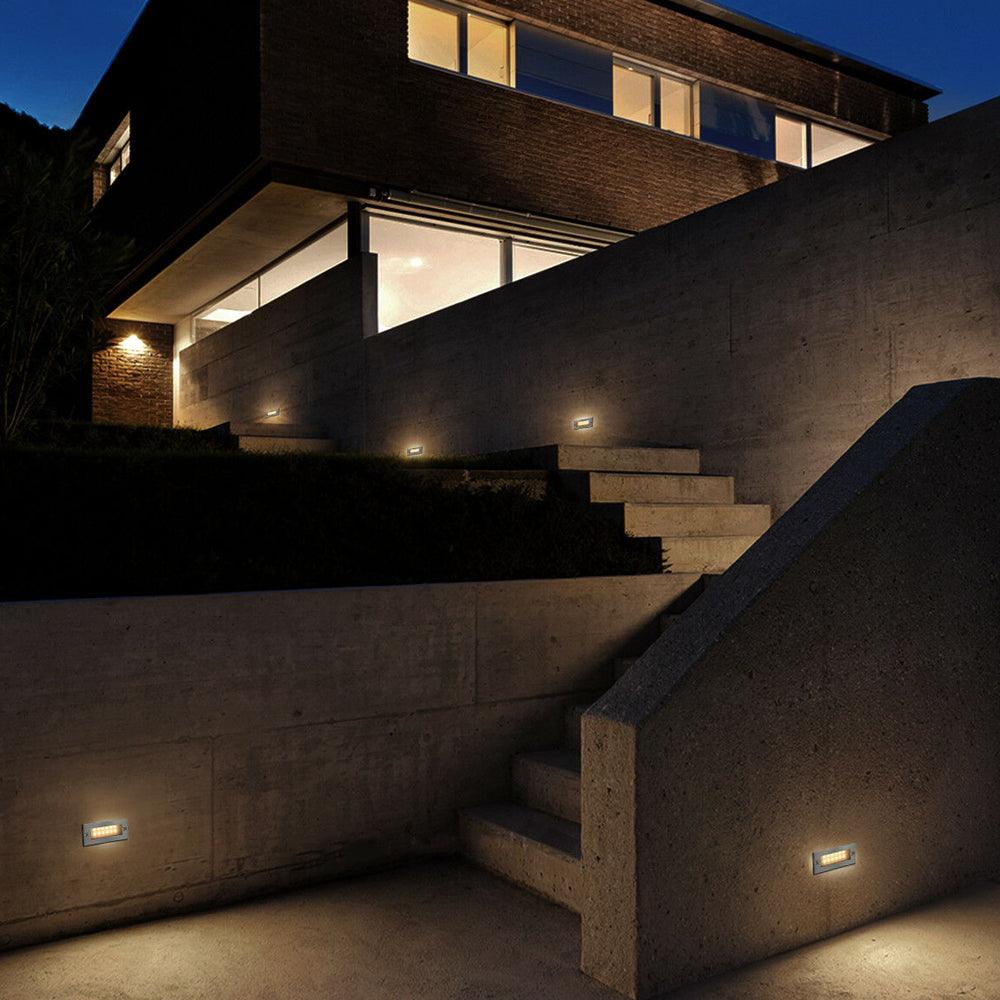 STS02 12V Low Voltage Outdoor Recessed Stainless Steel Brick Wall Light 3000K Warm White Integrated LED Step/ Stair Lighting Fixture - Image 11