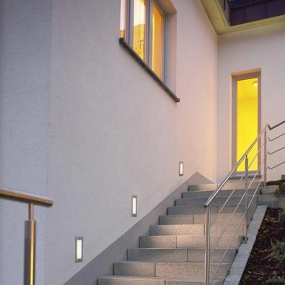 STS02 12V Low Voltage Outdoor Recessed Stainless Steel Brick Wall Light 3000K Warm White Integrated LED Step/ Stair Lighting Fixture - Image 12