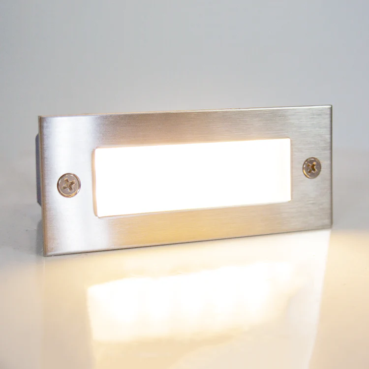 STS02 12V Low Voltage Outdoor Recessed Stainless Steel Brick Wall Light 3000K Warm White Integrated LED Step/ Stair Lighting Fixture - Image 4