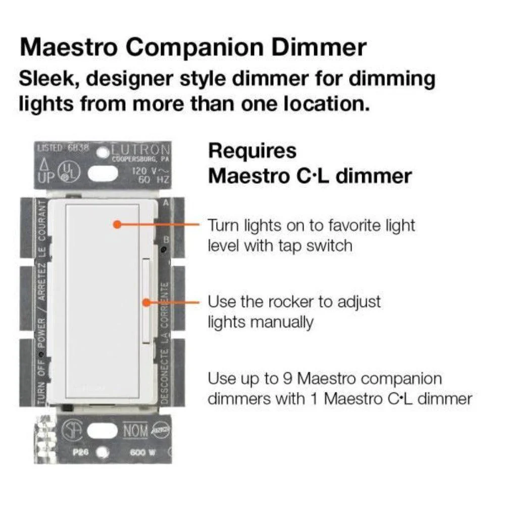Lutron Maestro C.L Digital Dimmer Multi-Location Switch Kit, White - Image 3