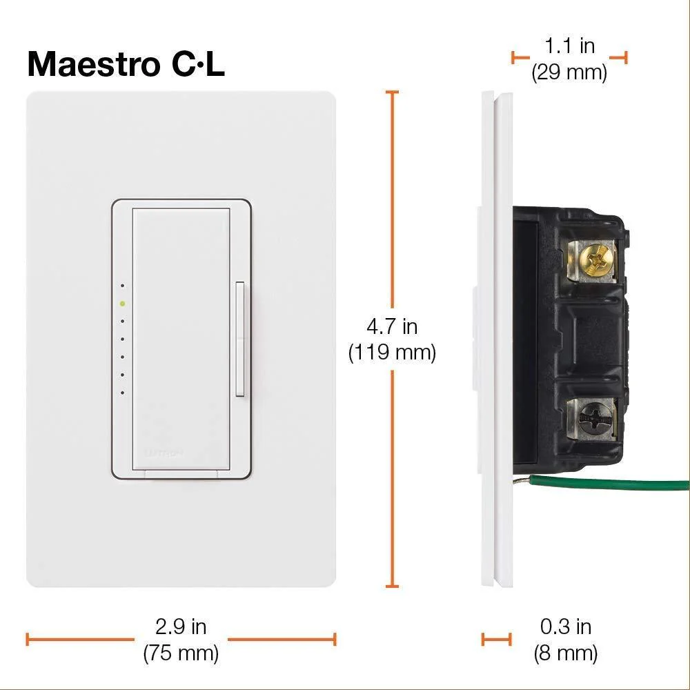 Lutron Maestro C.L Dimmer Switch MACL-153M-WH, White - Image 3