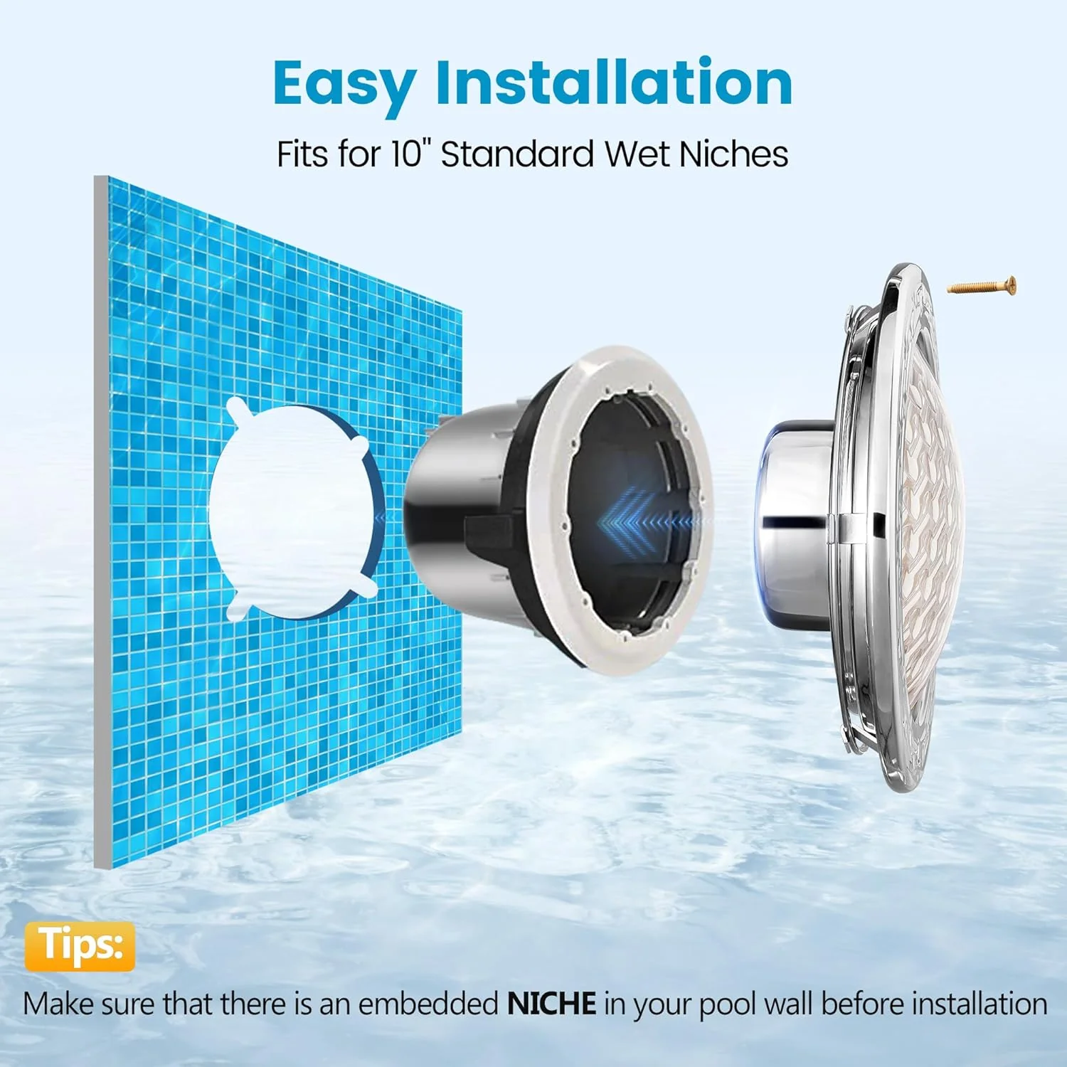 PL35 12V AC LED Stainless Steel Pool Light Jacuzzi Spa 6500K Cool White 3000LM Low Voltage Pool Light - Image 3