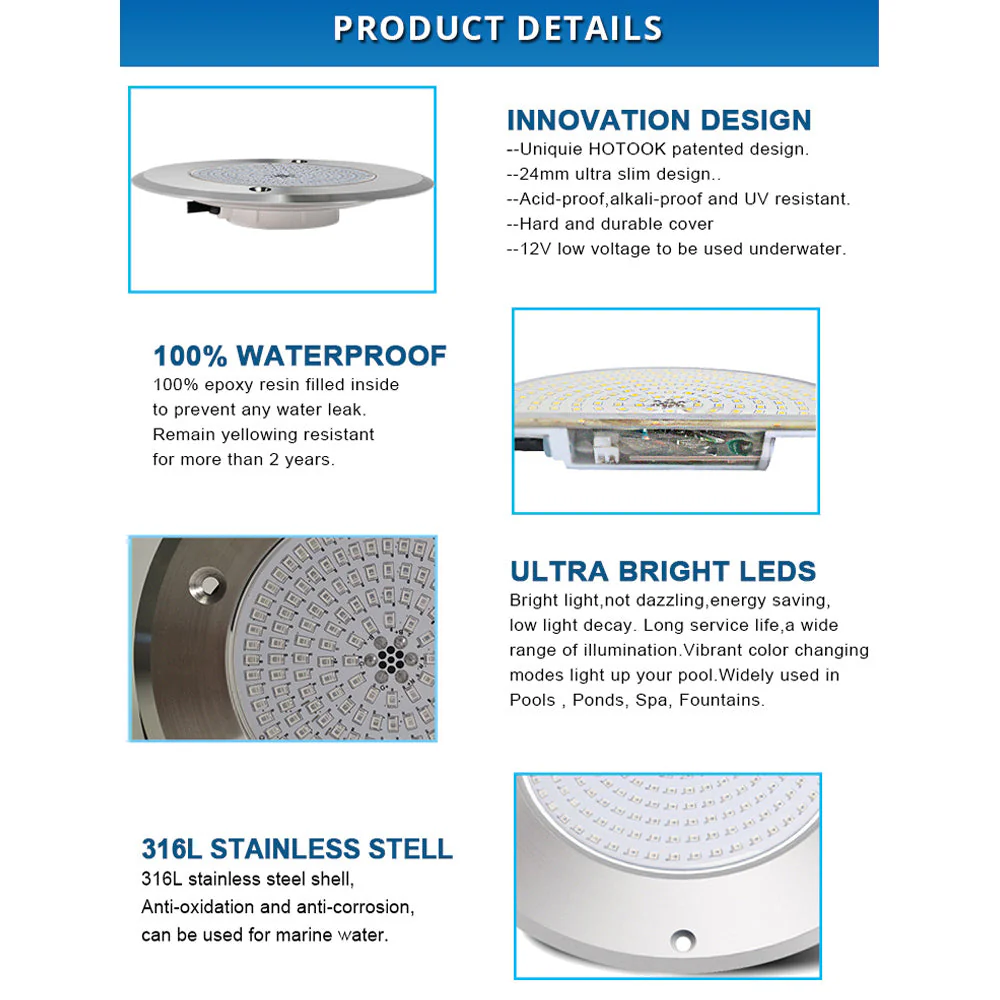 PL54 Pool and Spa RGB/RGBW Color Changing 12V Stainless Steel Low Voltage Light IP68 - Image 11