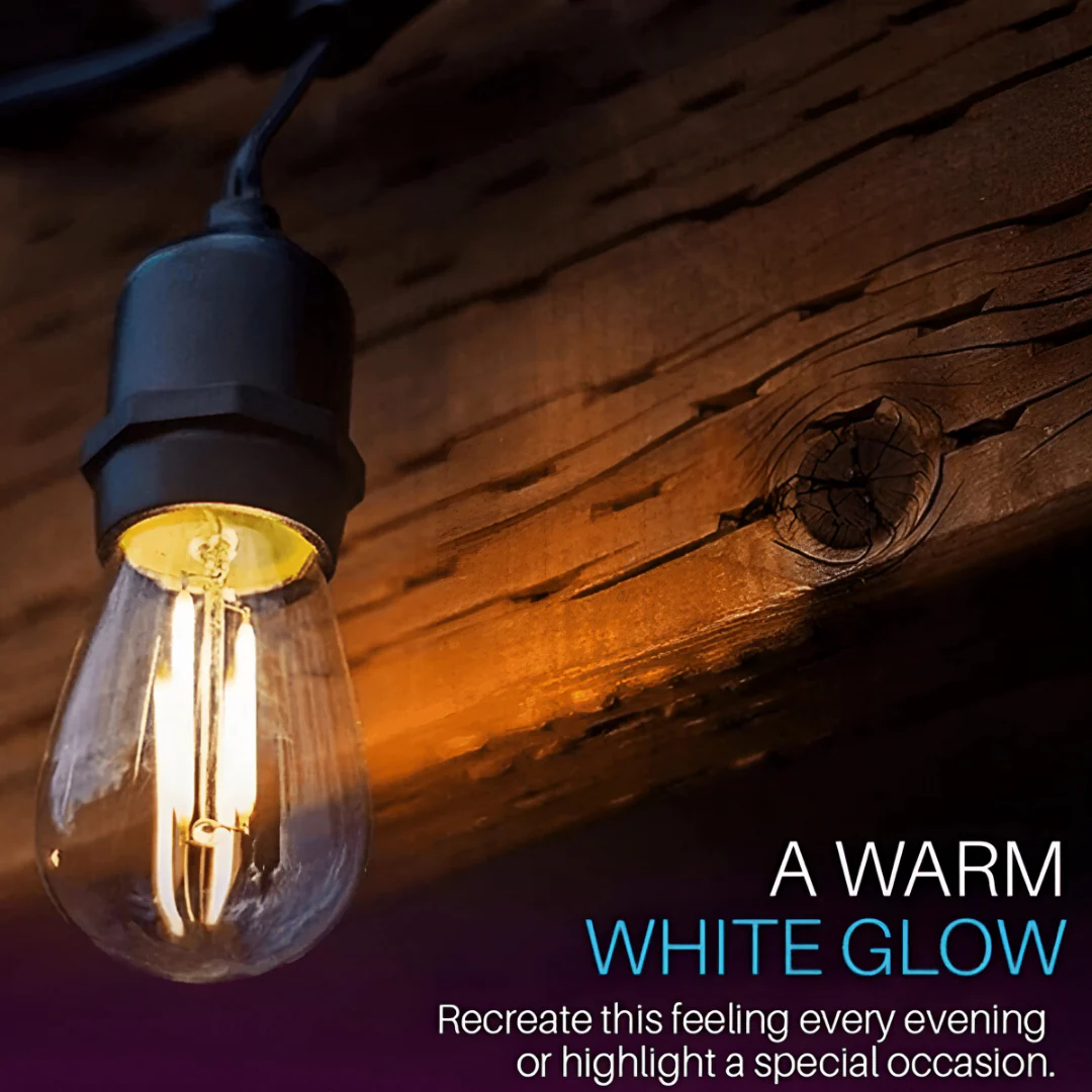 SL101 3000K Warm White LED Low Voltage Bistro String Lights 48 FT Outdoor Weatherproof 12V Edison Bulbs - Image 13