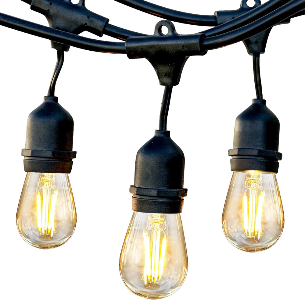 SL101 3000K Warm White LED Low Voltage Bistro String Lights 48 FT Outdoor Weatherproof 12V Edison Bulbs - Image 3
