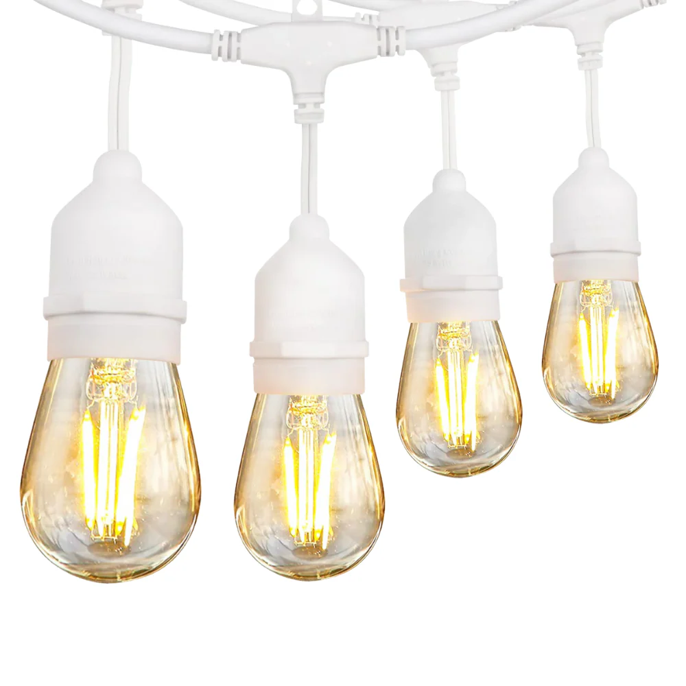 SL101 3000K Warm White LED Low Voltage Bistro String Lights 48 FT Outdoor Weatherproof 12V Edison Bulbs - Image 4
