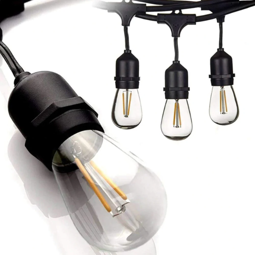 SL101 3000K Warm White LED Low Voltage Bistro String Lights 48 FT Outdoor Weatherproof 12V Edison Bulbs - Image 5