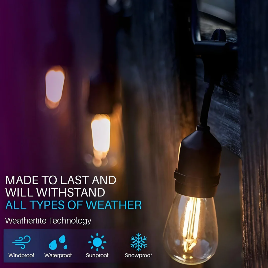 SL101 LED Low Voltage Bistro String Lights 40 FT Outdoor Weatherproof 12V Edison Bulbs with 100W DC Transformer and 55ft Hanging Kit Package Deal - Image 10