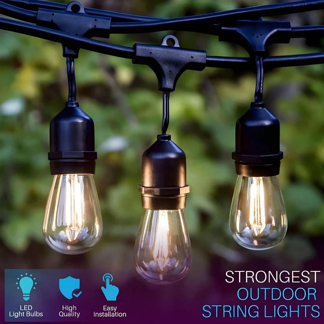 SL101 LED Low Voltage Bistro String Lights 40 FT Outdoor Weatherproof 12V Edison Bulbs with 100W DC Transformer and 55ft Hanging Kit Package Deal - Image 9