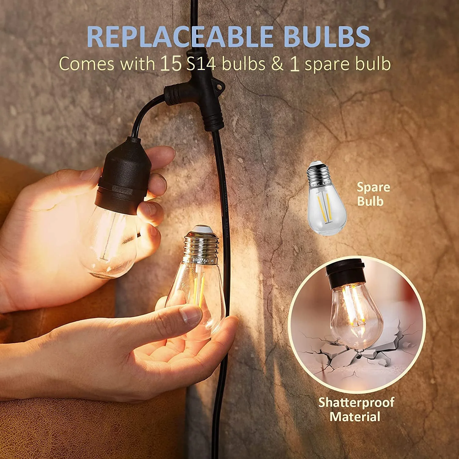SL102 LED Dimmable Smart Bistro String Lights Outdoor Weatherproof 12V Edison Bulbs - Image 11