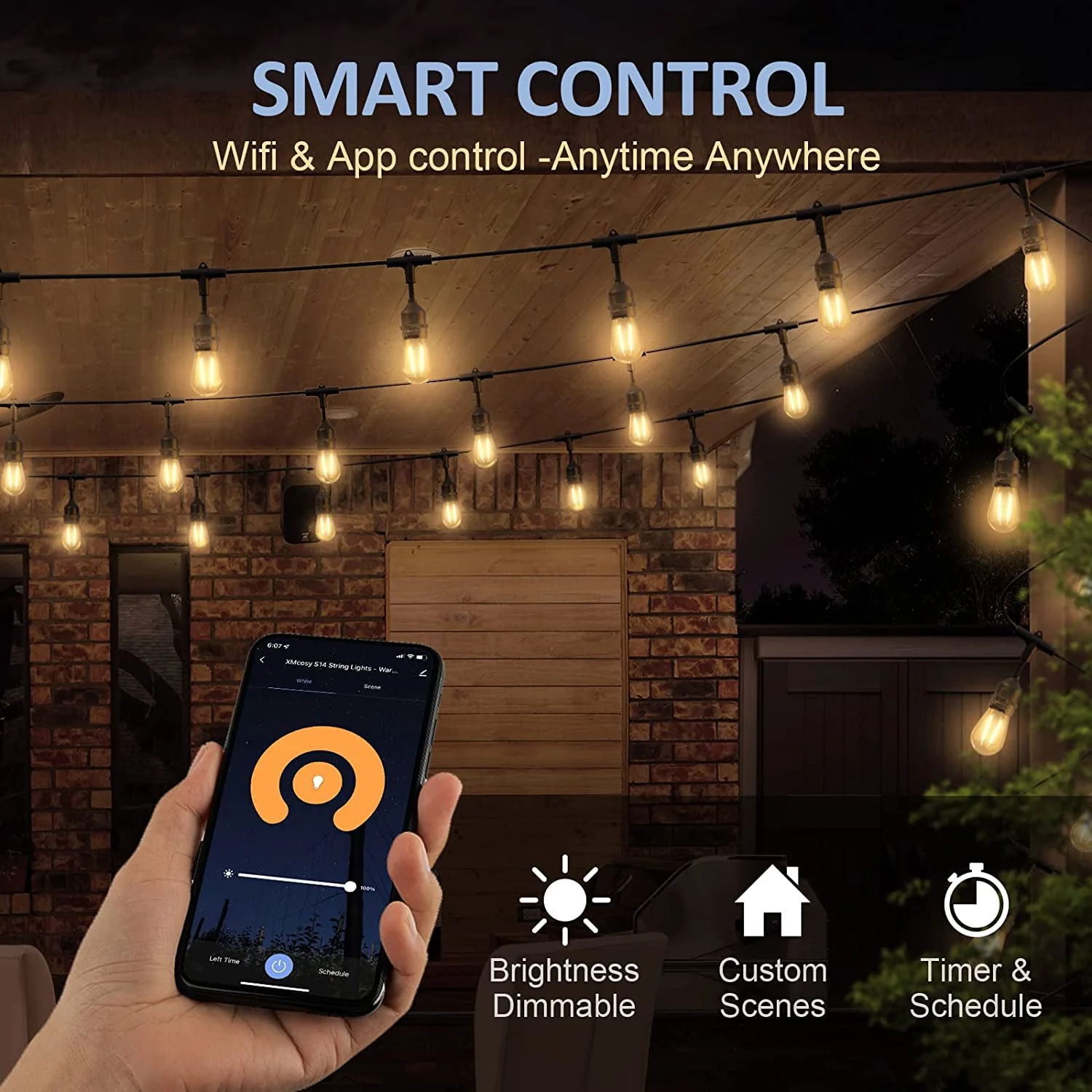 SL102 LED Dimmable Smart Bistro String Lights Outdoor Weatherproof 12V Edison Bulbs - Image 5