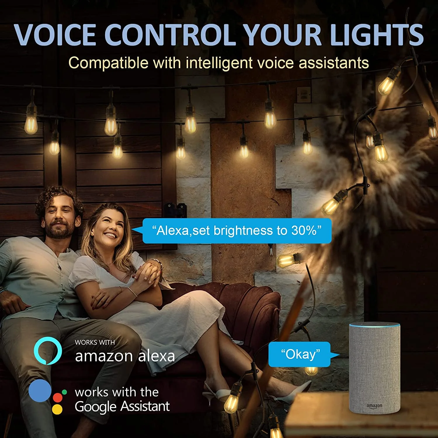 SL102 LED Dimmable Smart Bistro String Lights Outdoor Weatherproof 12V Edison Bulbs - Image 6
