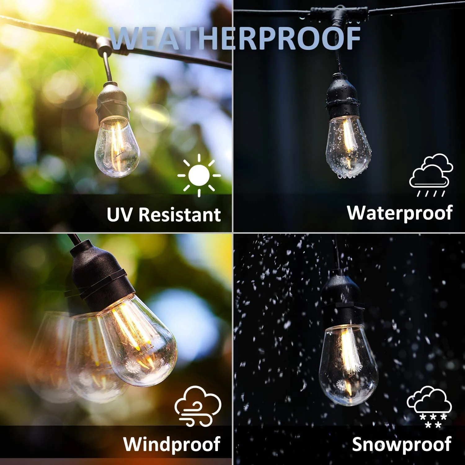 SL102 LED Dimmable Smart Bistro String Lights Outdoor Weatherproof 12V Edison Bulbs - Image 9