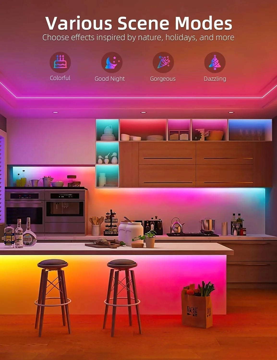 SLNR01 Dotless COB 2.2W/ft 6mmx12mm Smart Bluetooth RGB Neon LED Strip Light DC12V 36W IP65 Outdoor Rated Dimmable Low Voltage Silicone Rope Light with Mounting Clips and Screws - Image 8