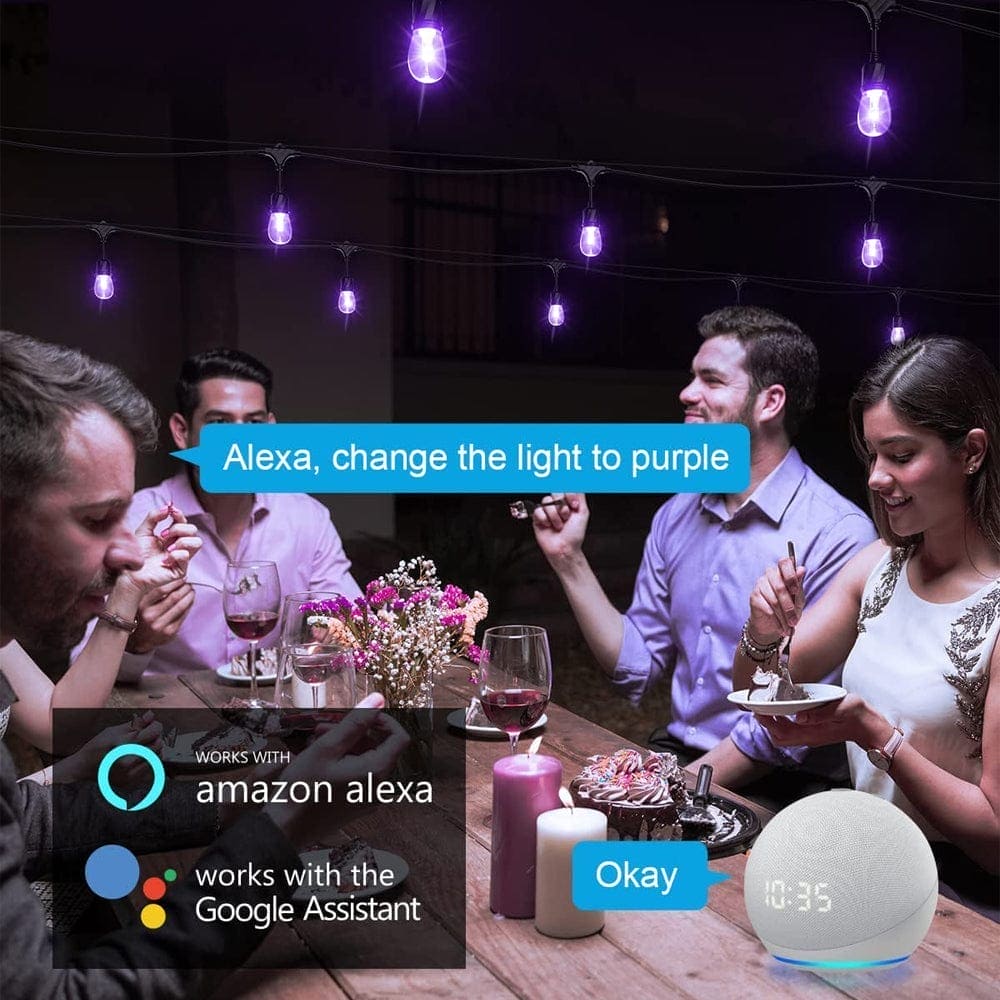SLR100 LED RGBCWIC Smart Bistro String Lights Color Changing Outdoor Weatherproof 12V Edison Bulbs - Image 6